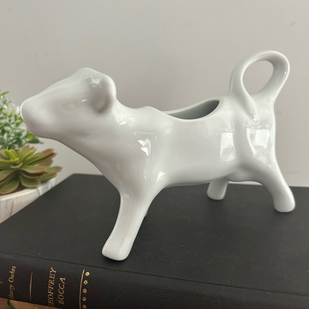 White Porcelain Cow Creamer planter Farmhouse